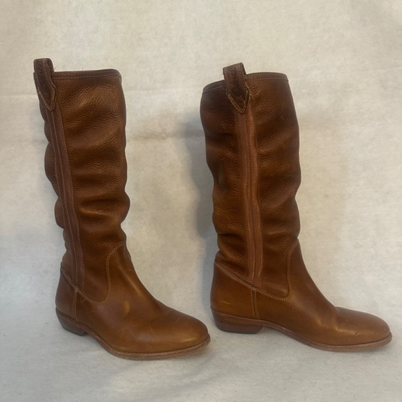 Diesel Leather Boots EU 38 US 7.5 Gently worn Wood heels 14" tall - Picture 3 of 7